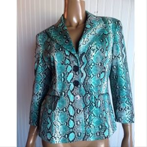 MICHAEL KORS Snakeskin Print 3/4 Sleeve Blazer