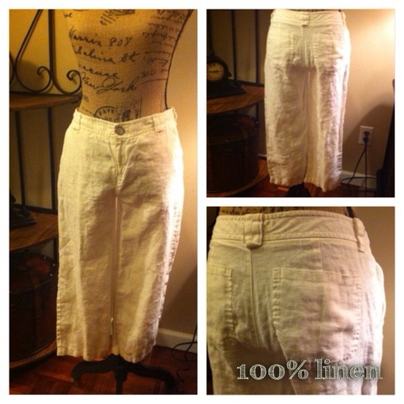 Bass white linen capris