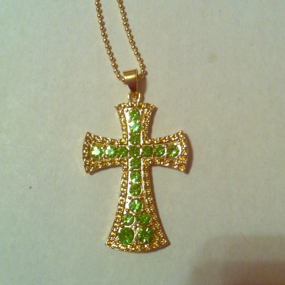 Lime green cross pendant