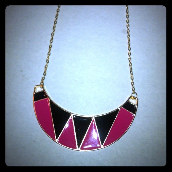 Pink and black collar style necklace