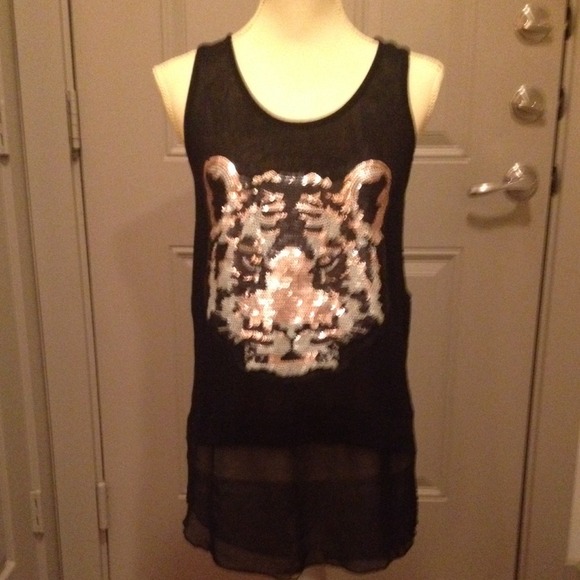 🔱HP 3|16🔱Sequins Tiger Top - Picture 2 of 4