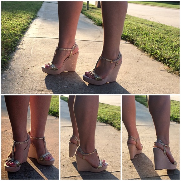 {S A L E} Miu Miu Glitter Wedge Heels - Picture 2 of 4