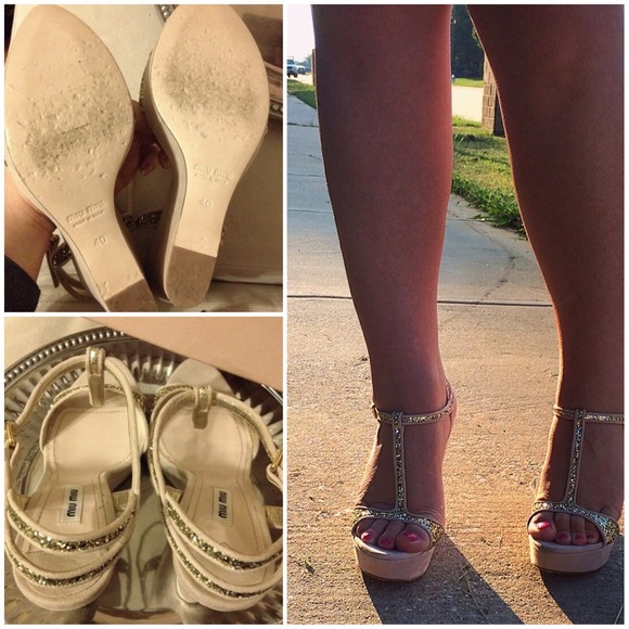 {S A L E} Miu Miu Glitter Wedge Heels - Picture 3 of 4