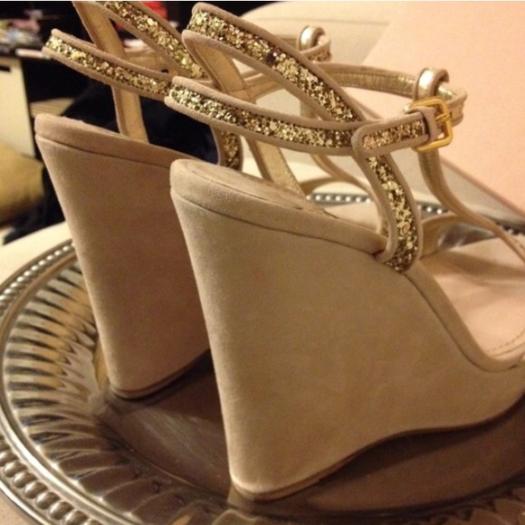 {S A L E} Miu Miu Glitter Wedge Heels - Picture 4 of 4