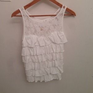 White Ruffle and Lace (Tank) Top
