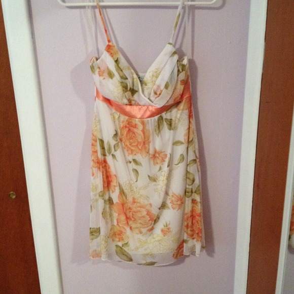 Cute white dress with peach flowers