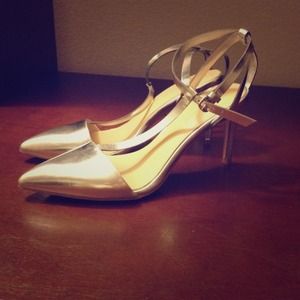 Zara silver t strap pumps