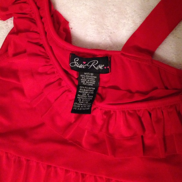 Red silky top - Picture 4 of 4