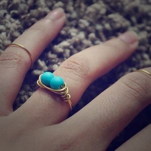Turquoise All Wrapped Up Gold Ring Set