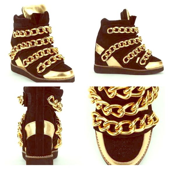 Jeffrey Campbell(Almost Gold Chain Wedge Sneaker)