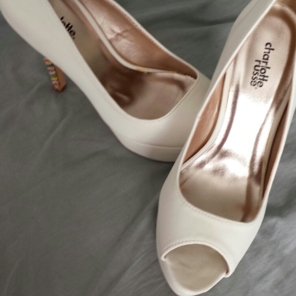 White with colorful heel
