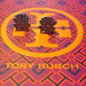 NWOT silver TB logo post earrings!
