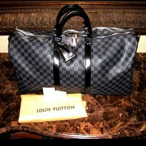 louis vuitton black damier duffle bag