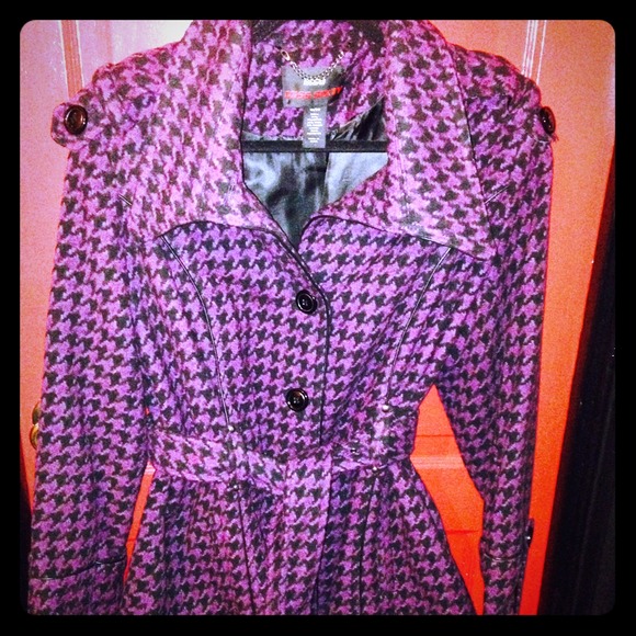Miss Sixty Purple Houndstooth Coat-NEW