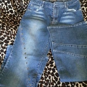 Boot cut distressed jeans