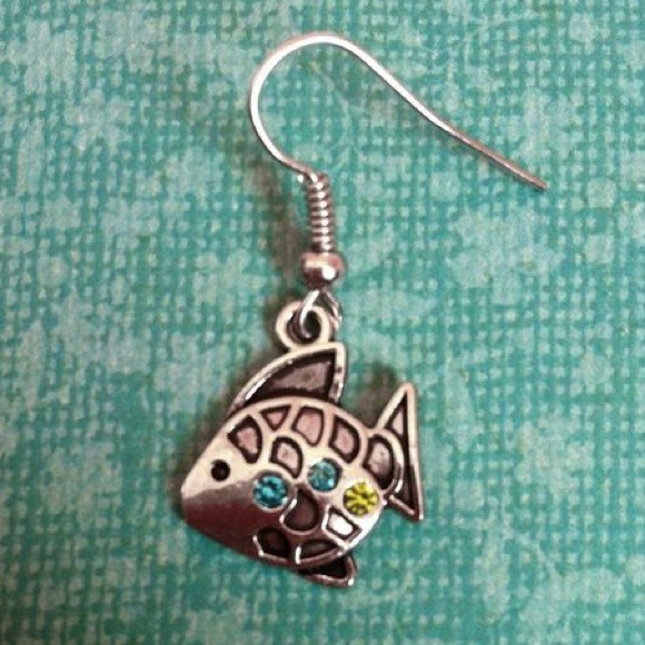 Silver Fish Dangle Earrings - Picture 3 of 4