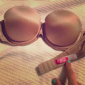PINK strapless push up nude bra 👌