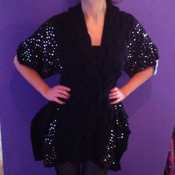 NWT Sequin Sweater Long Cardigan