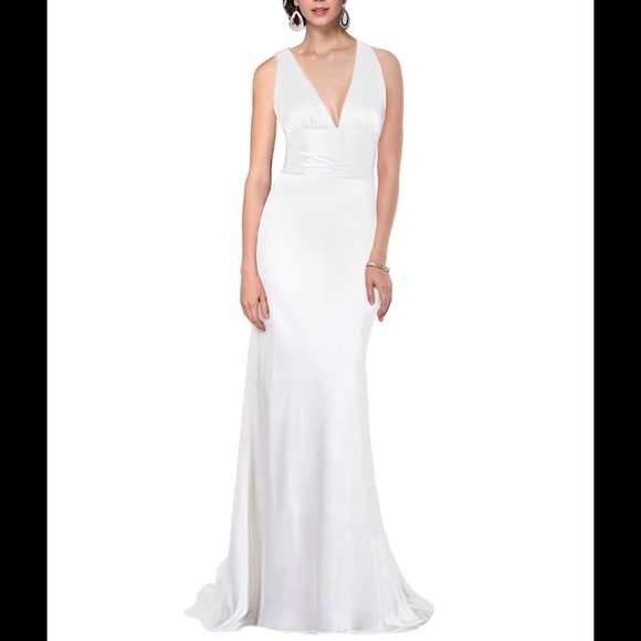 Simple, elegant cross back wedding dress