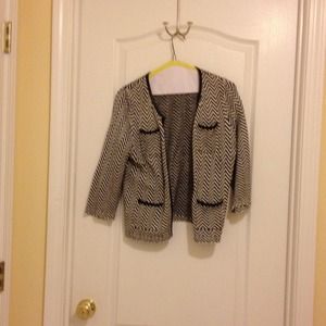 Black and white zigzag knit cardigan