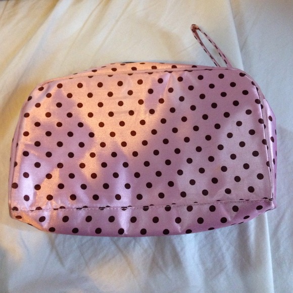 Pink and Brown polka dot travel bag