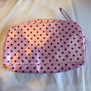 Pink and Brown polka dot travel bag
