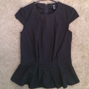 Cap Sleeve Black Peplum Top