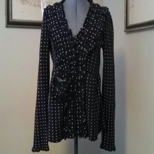 Sale! Merino Wool Navy and White Polkadot Cardigan