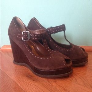 Linea Paolo peep toe wedges