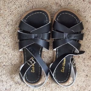 Black salt water sandals