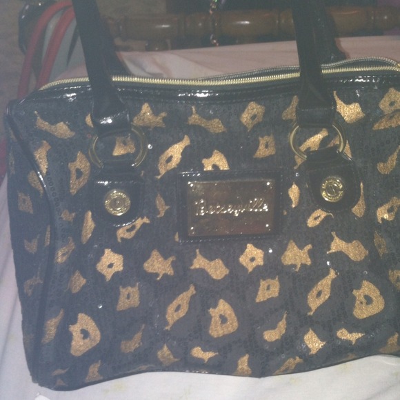 Sequin Black and gold cheetah print Bag