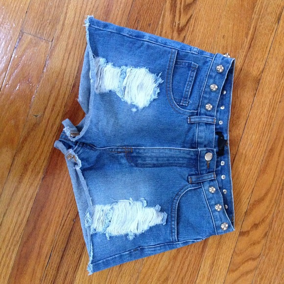 High Waisted Studded Shorts