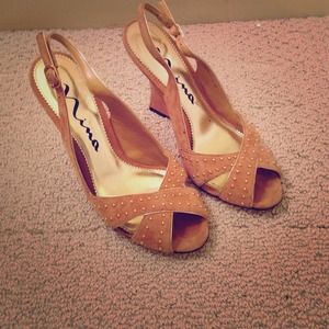 Nude suede Nina wedge sandals