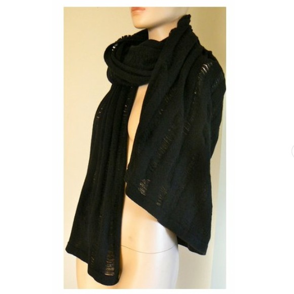 BCBG MAXAZRIA Drop Needle Scarf Wrap- Black
