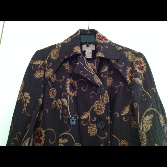 Brown Floral Vintage Style Coat - Picture 2 of 4