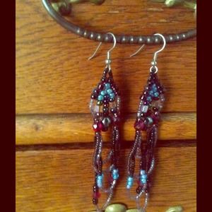 Long Beaded Dangle Earrings