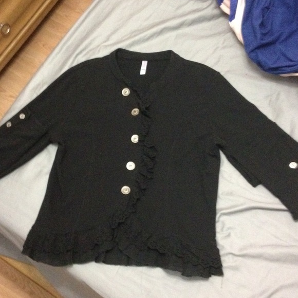 Black Ruffled Blazer