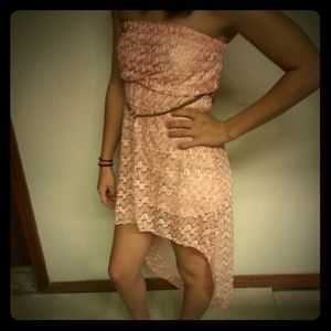 High-low, light pink, summer dress.