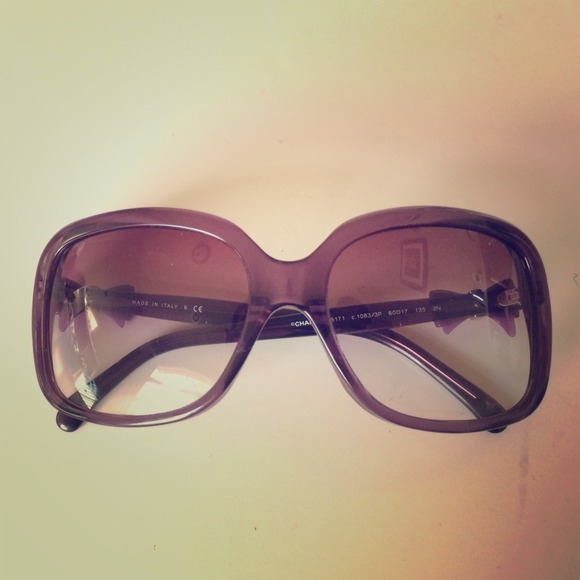 Authentic purple Chanel sunglasses with case