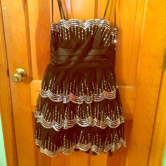 Black and Silver sequin ruffle dress by Masquerade