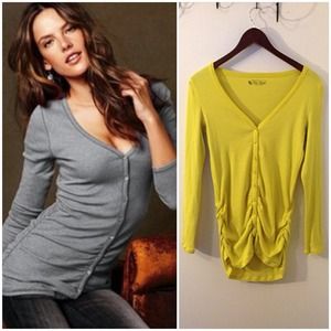 Victoria's Secret Yellow Ruched Cardigan Tee