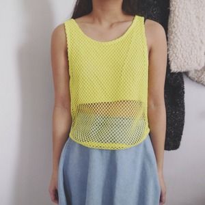Tops - Neon Mesh Crop Tank Tops - Neon Mesh Crop Tank