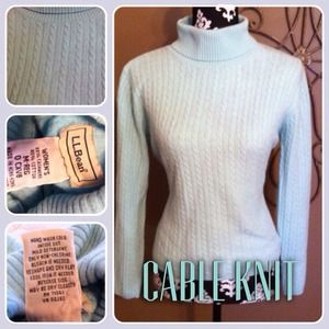 L.L Bean light blue cable knit turtleneck