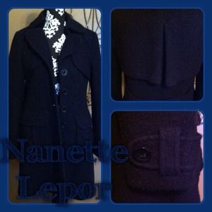Nanette lepore Navy blue fuzzy warm long peacoat