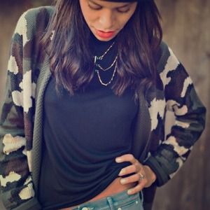 Willow & Clay Sweaters - Willow & Clay Camo knit Cardigan & j.crew scarf Willow & Clay Sweaters - Willow & Clay Camo knit Cardigan & j.crew scarf