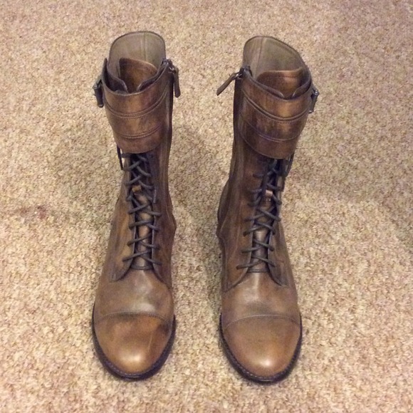 Brown Cole Haan combat boots, only worn twice!