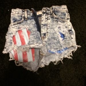 NASTY GAL HIGH WAISTED AMERICAN FLAG SHORTS