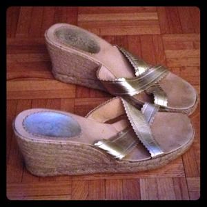 KORS gold leather espadrilles