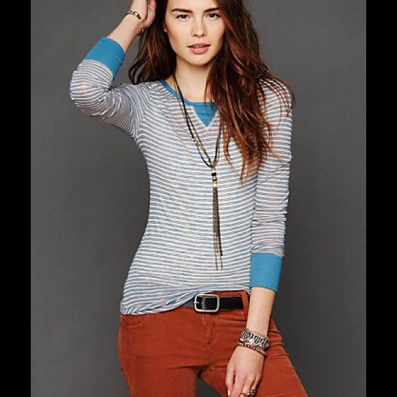 ❤️SOLD❤️Free People Striped Burnout Layering Top