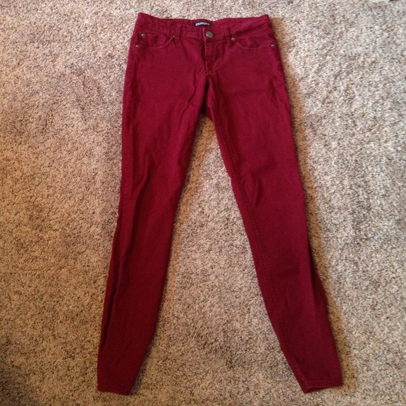 Express red skinny denim